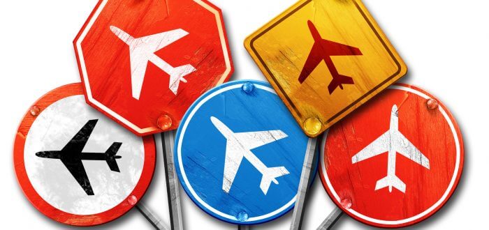 Low flying planes sign, 3D rendering, rough street sign collecti